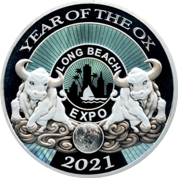 2021 Long Beach Expo Year of the Ox Panda in platinum, reverse